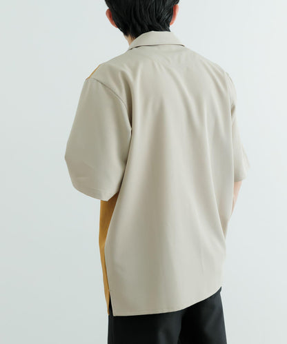 接觸冷感TR彈力拼接短袖襯衫