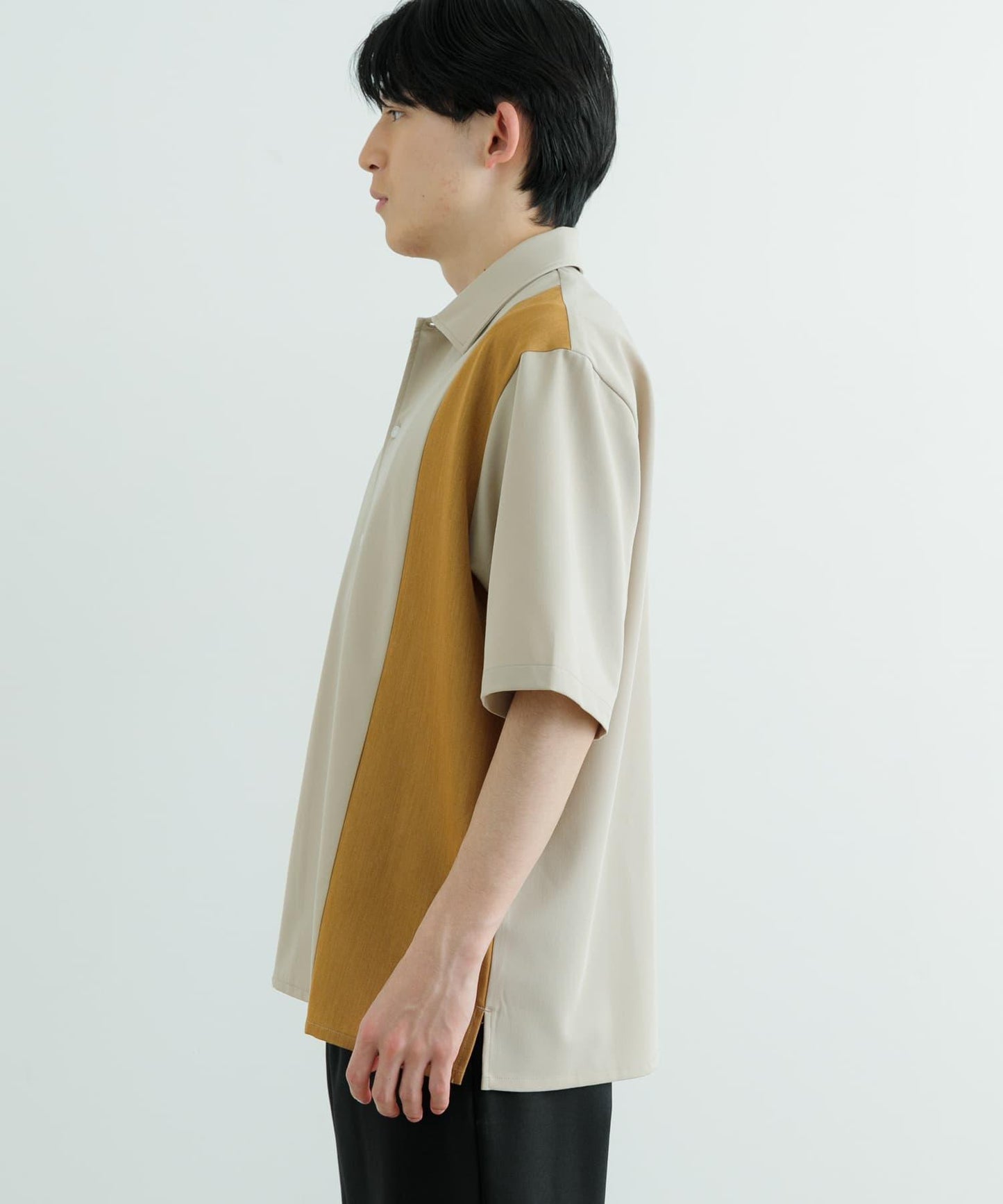 接觸冷感TR彈力拼接短袖襯衫