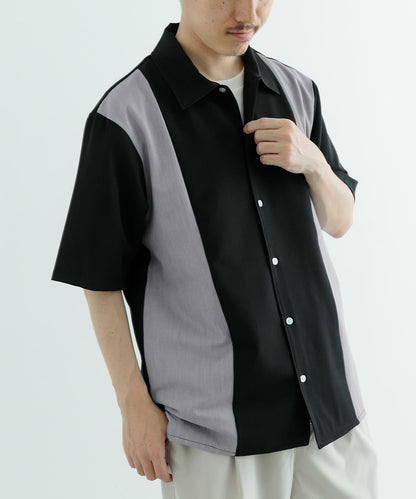 接觸冷感TR彈力拼接短袖襯衫