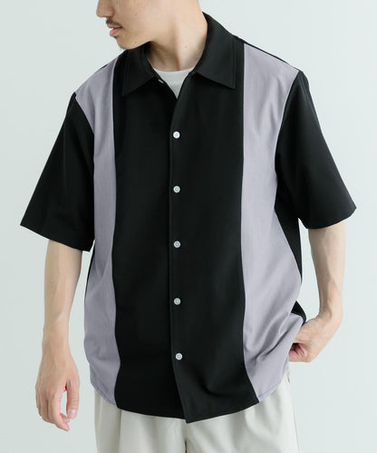 接觸冷感TR彈力拼接短袖襯衫