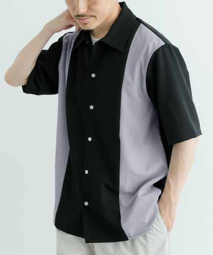 接觸冷感TR彈力拼接短袖襯衫