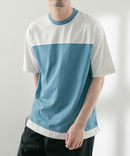 拼接設計TC圓領T恤