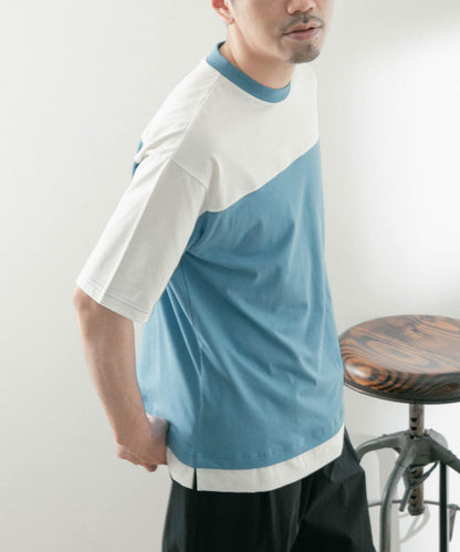 拼接設計TC圓領T恤