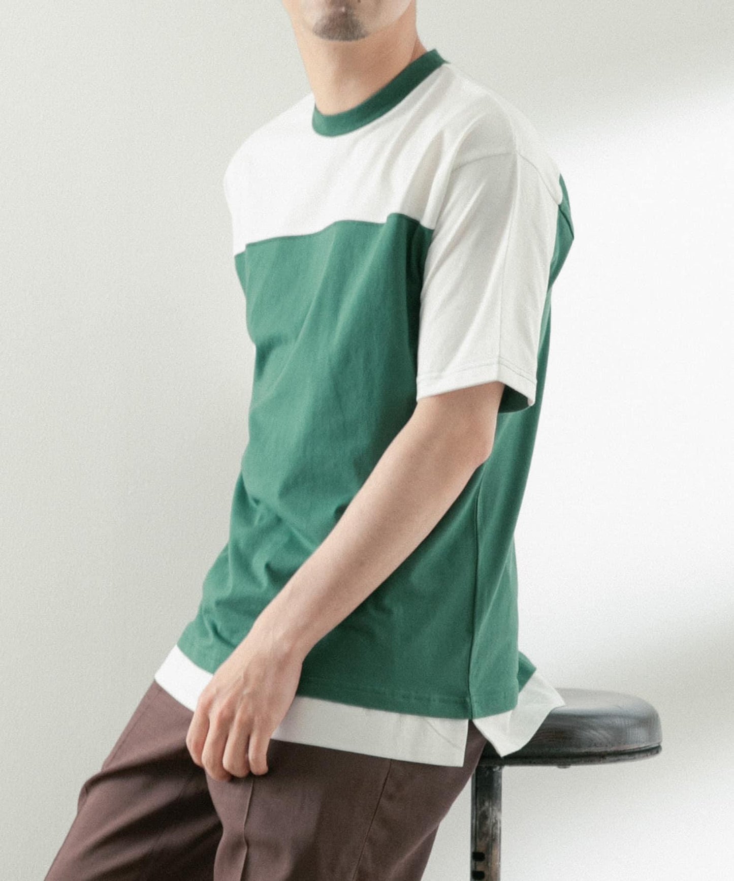 拼接設計TC圓領T恤