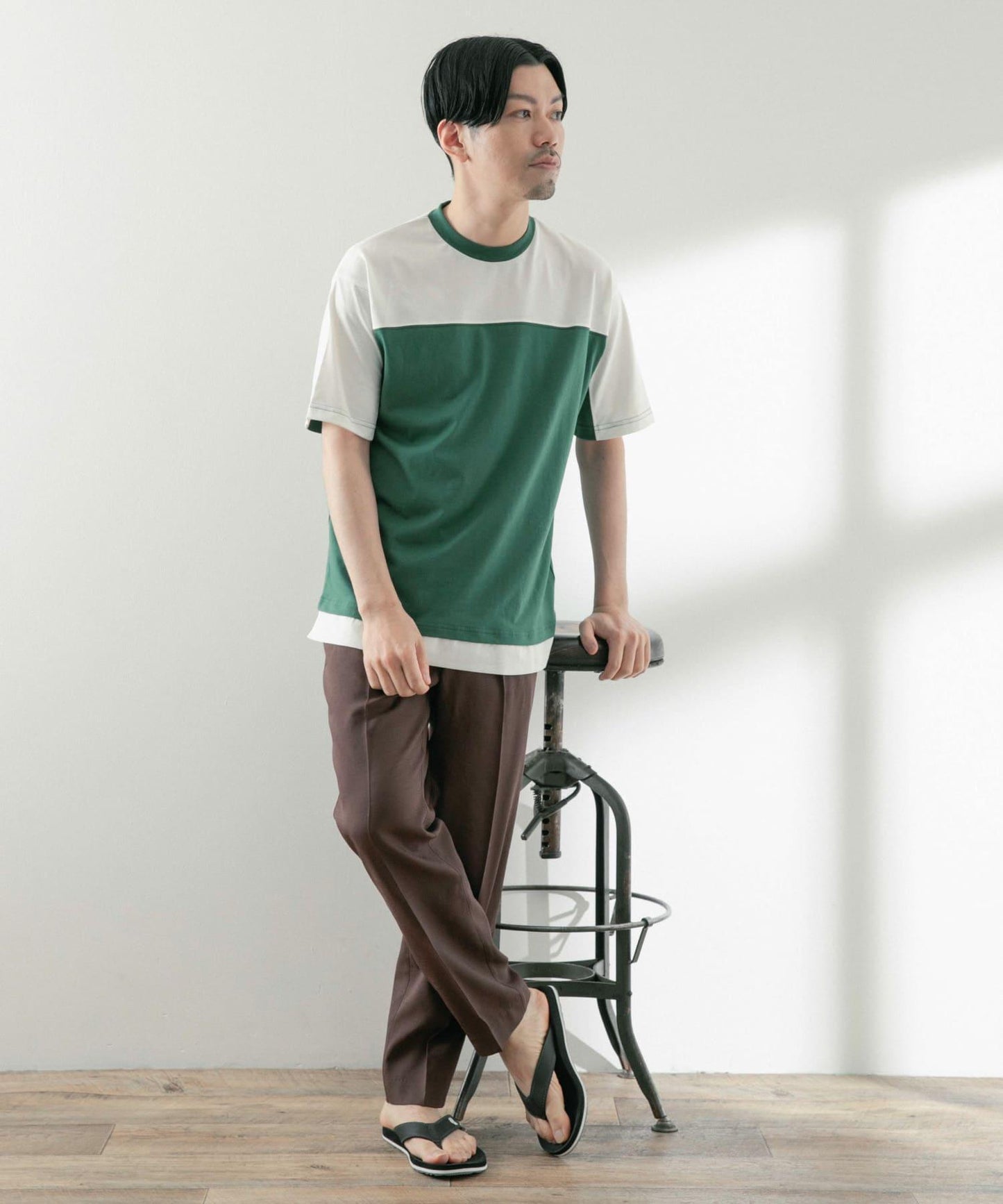 拼接設計TC圓領T恤