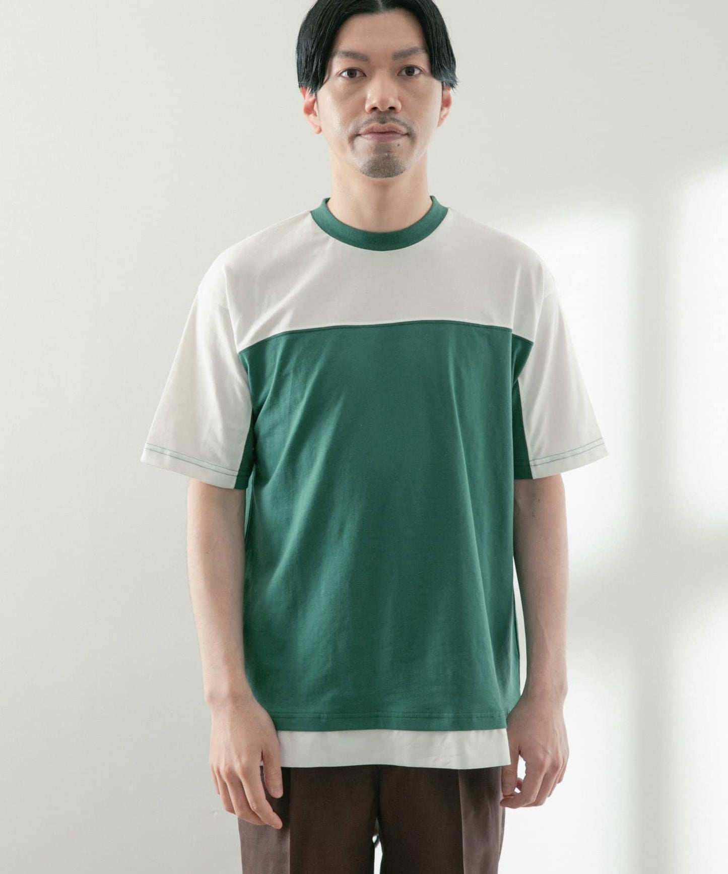 拼接設計TC圓領T恤