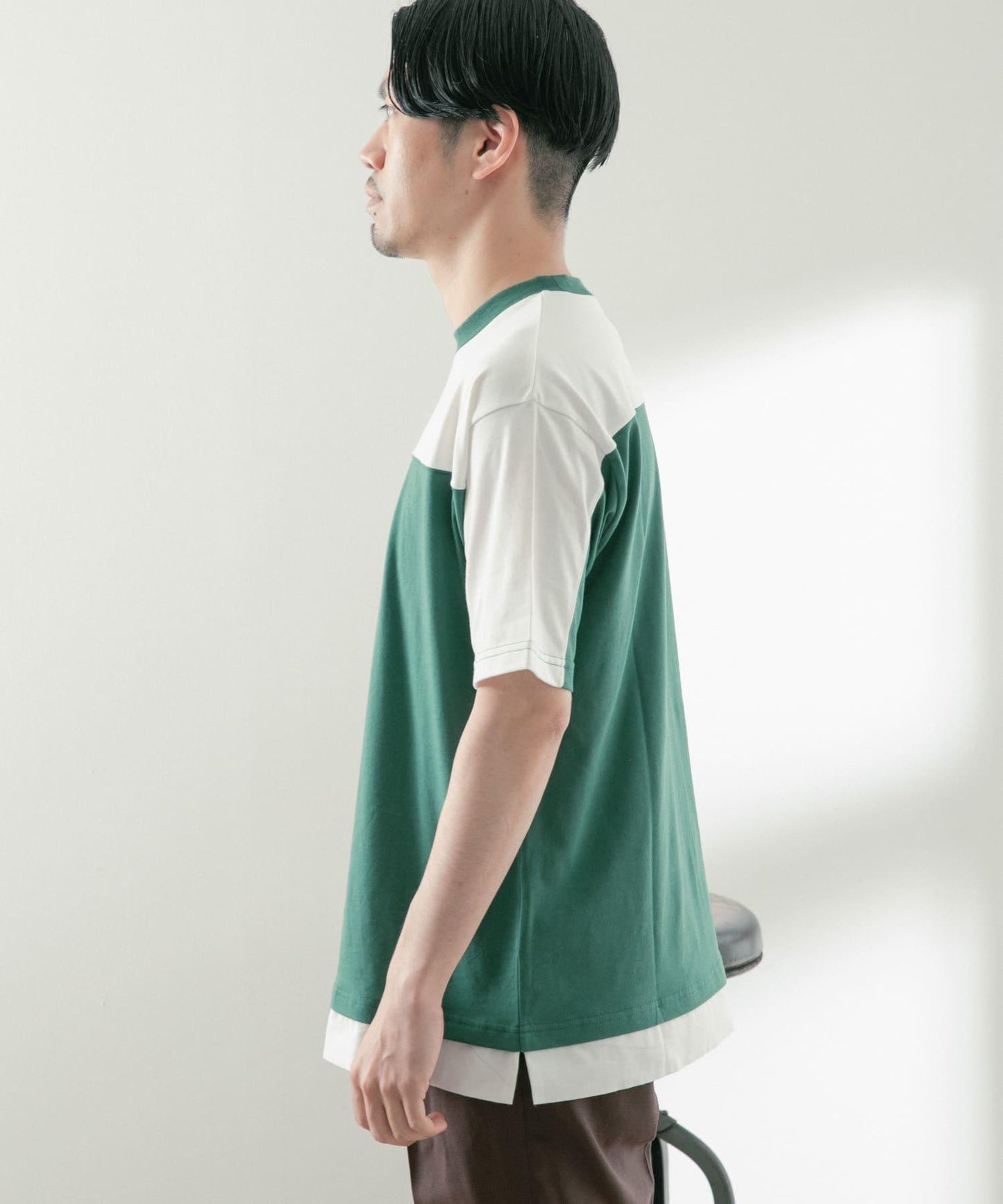 拼接設計TC圓領T恤