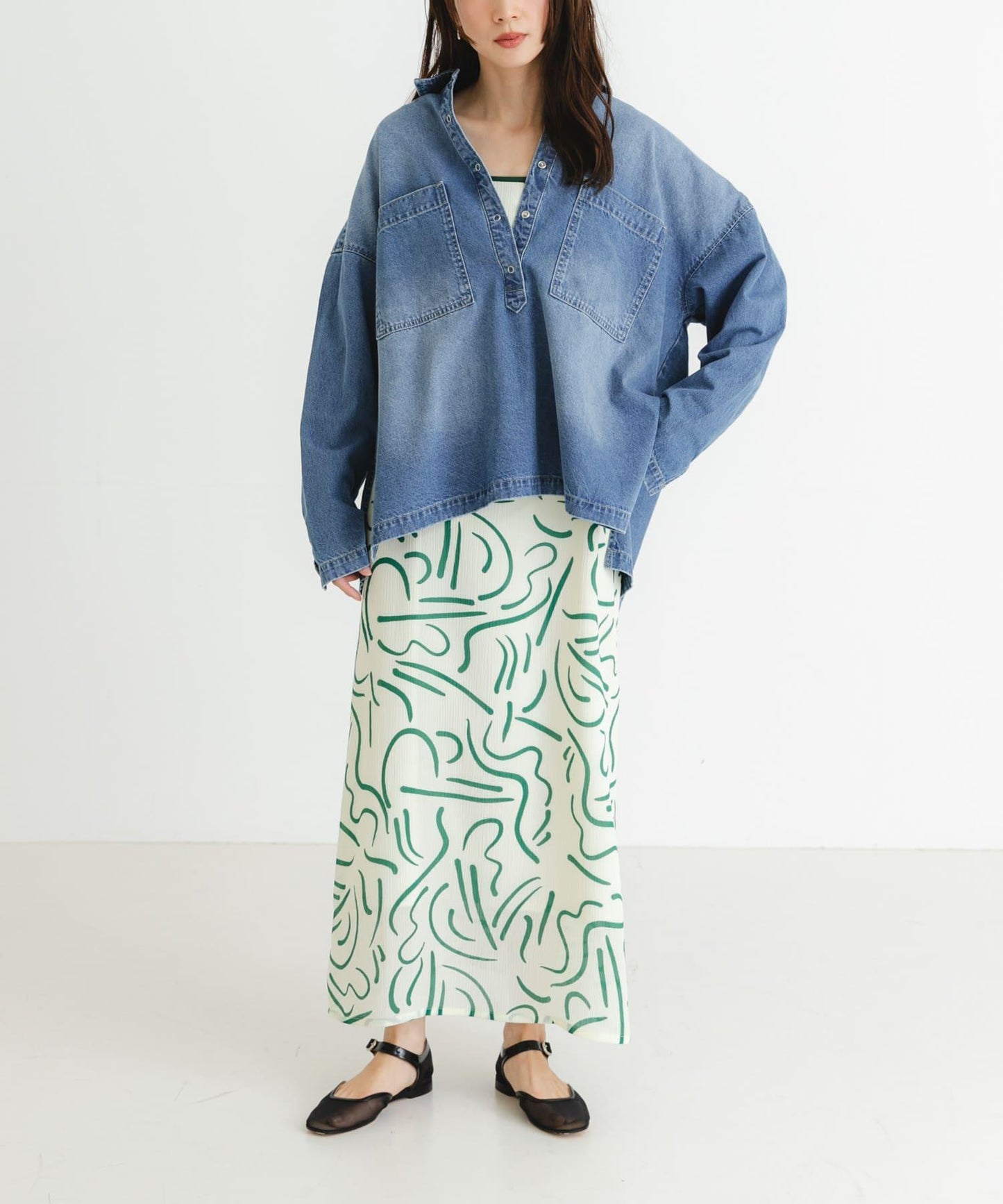 『イージーケア』抽繩藝術印花連衣裙