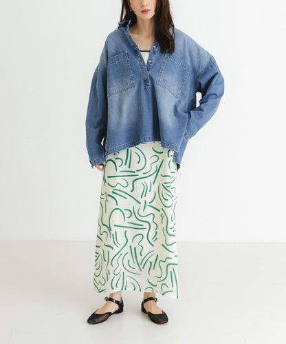 『イージーケア』抽繩藝術印花連衣裙