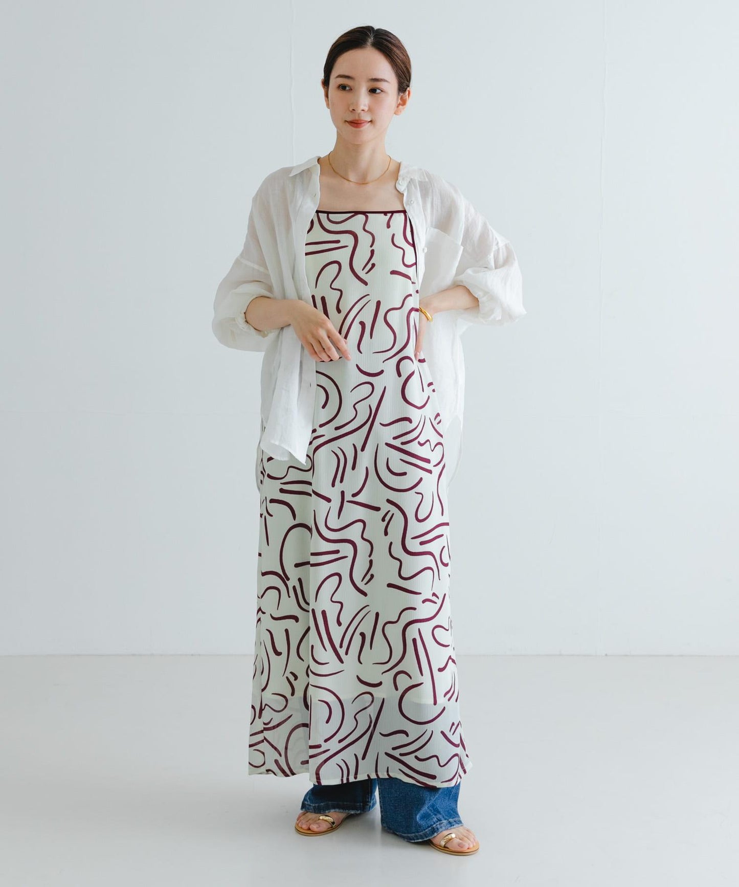 『イージーケア』抽繩藝術印花連衣裙