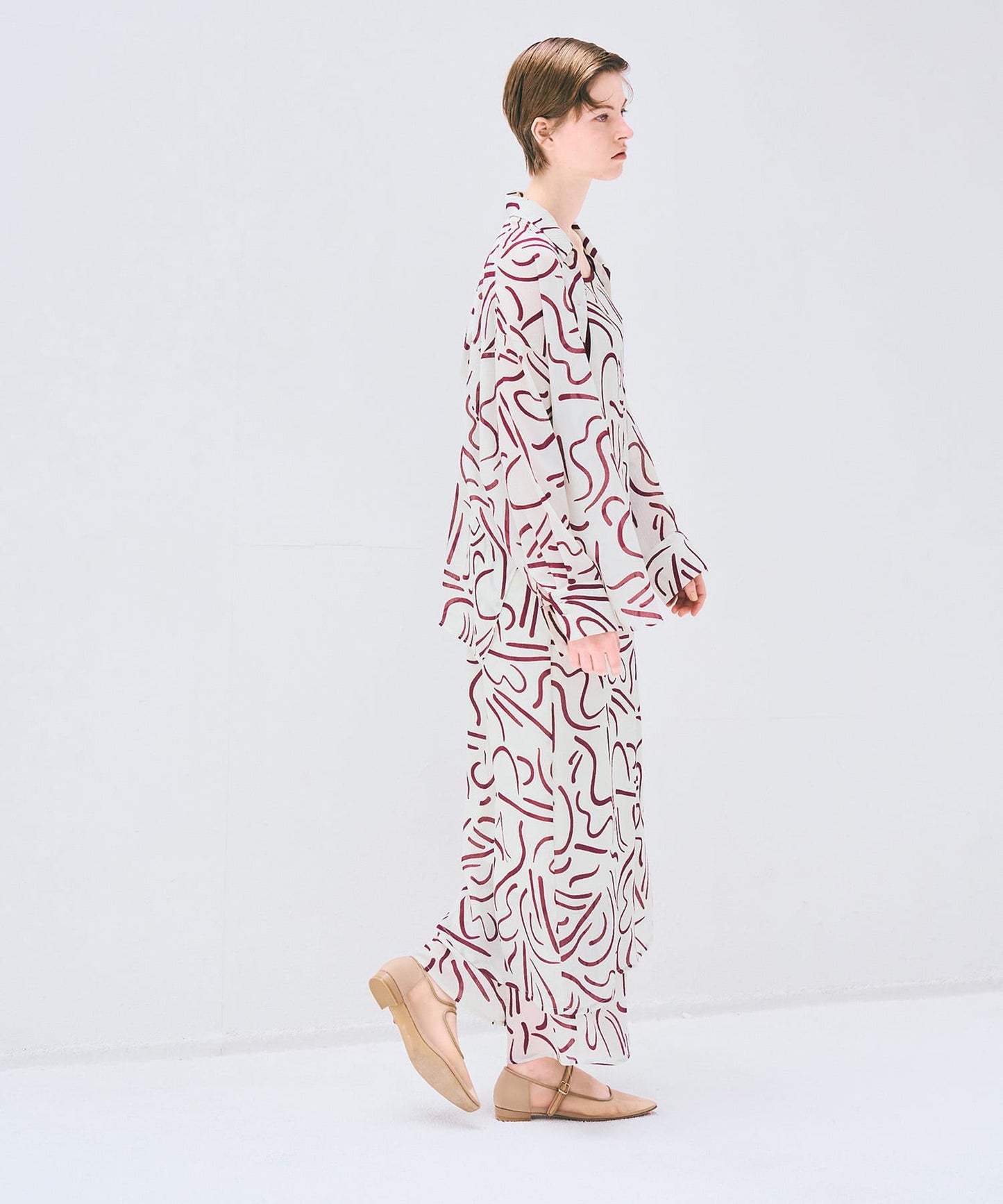 『イージーケア』抽繩藝術印花連衣裙