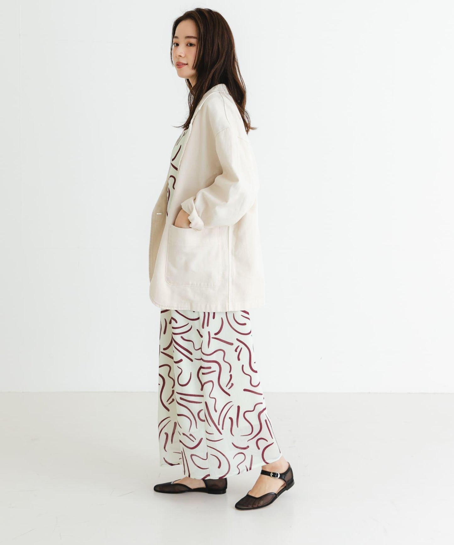 『イージーケア』抽繩藝術印花連衣裙