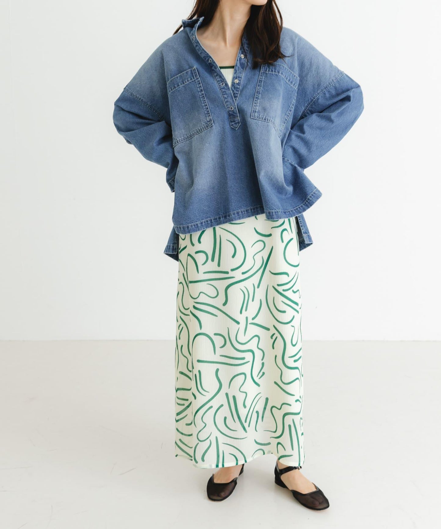 『イージーケア』抽繩藝術印花連衣裙