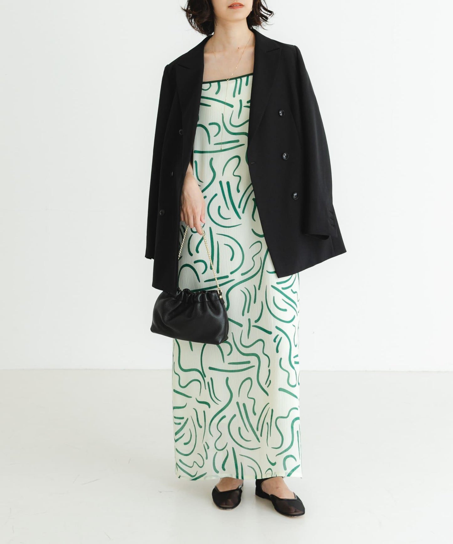 『イージーケア』抽繩藝術印花連衣裙