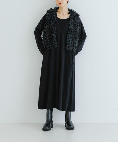 日本製造V領長款連衣裙