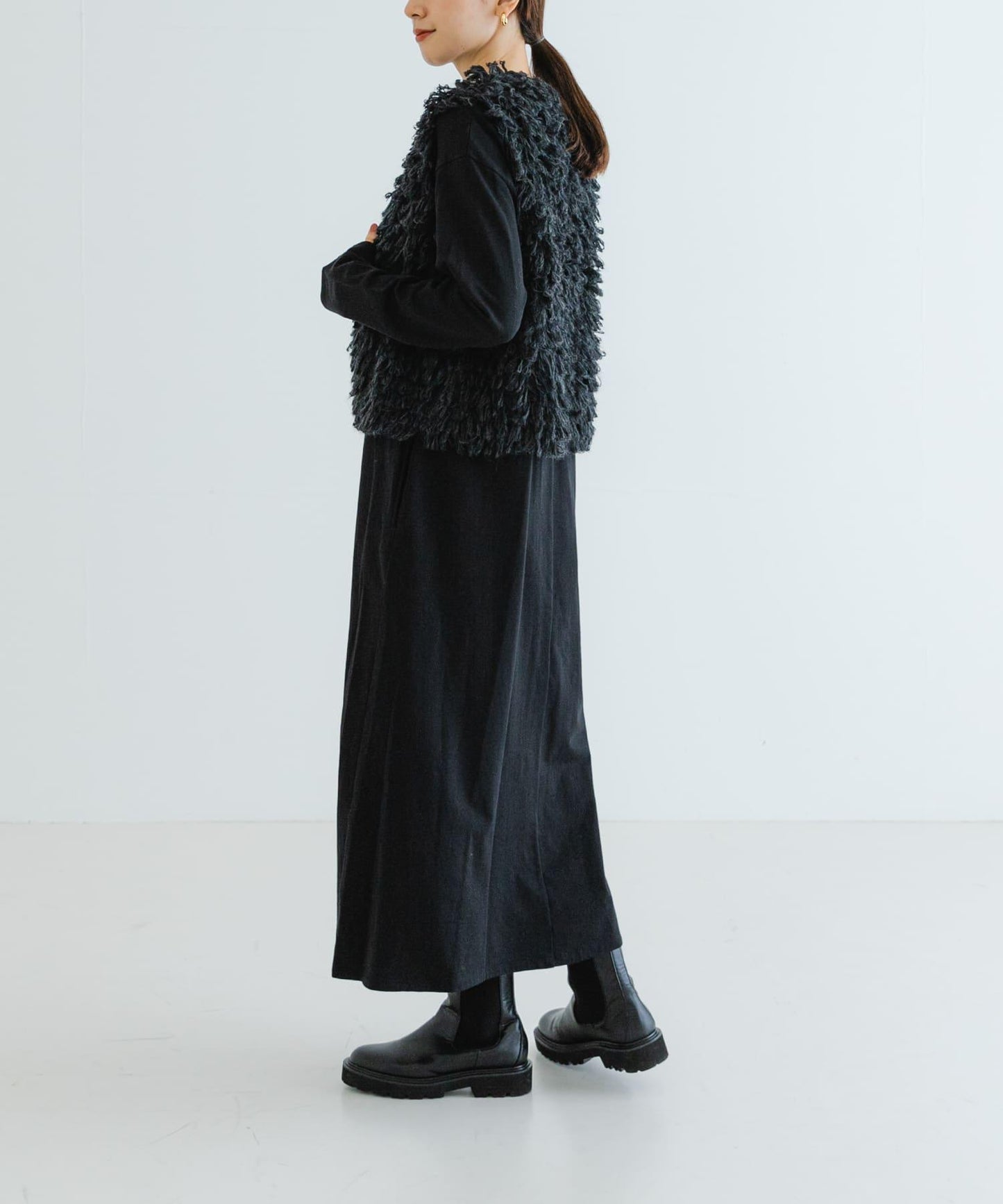 日本製造V領長款連衣裙