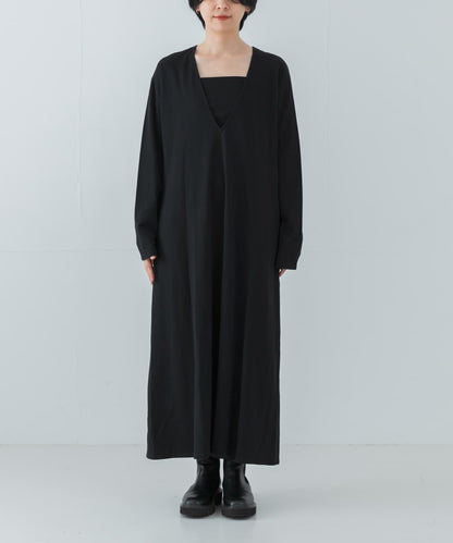 日本製造V領長款連衣裙