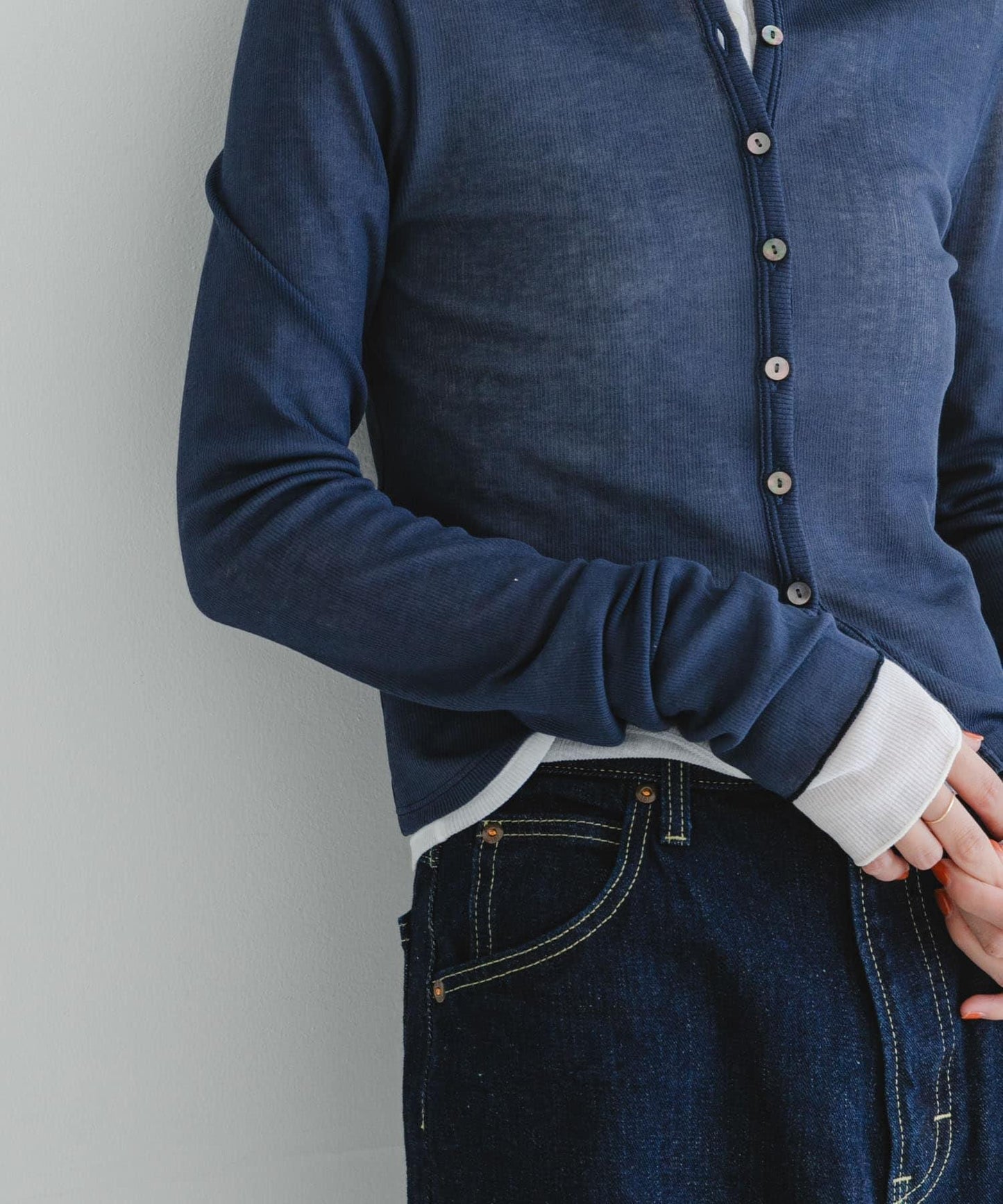 日本製造透視羅紋短款開衫