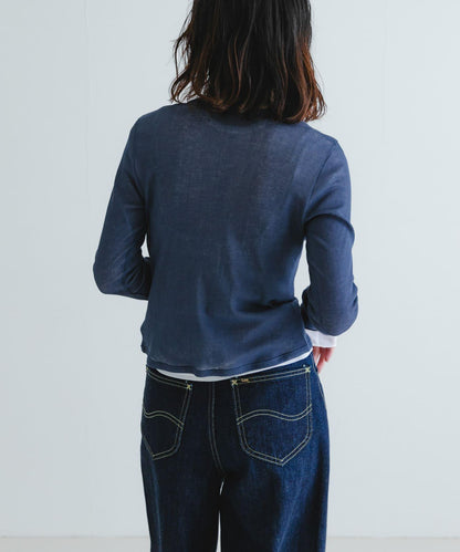 日本製造透視羅紋短款開衫