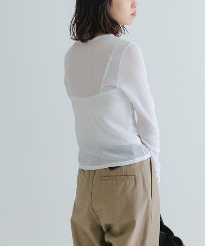 日本製造透視羅紋短款開衫