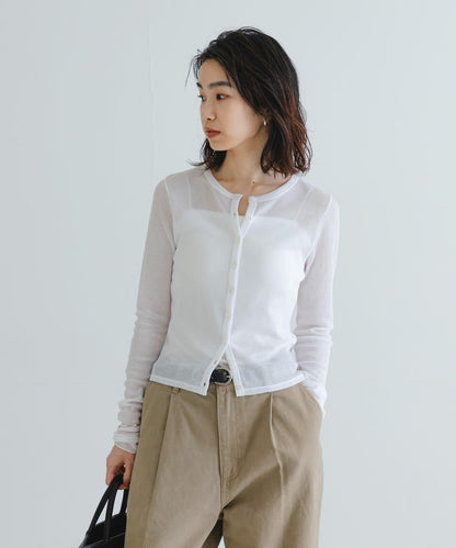 日本製造透視羅紋短款開衫