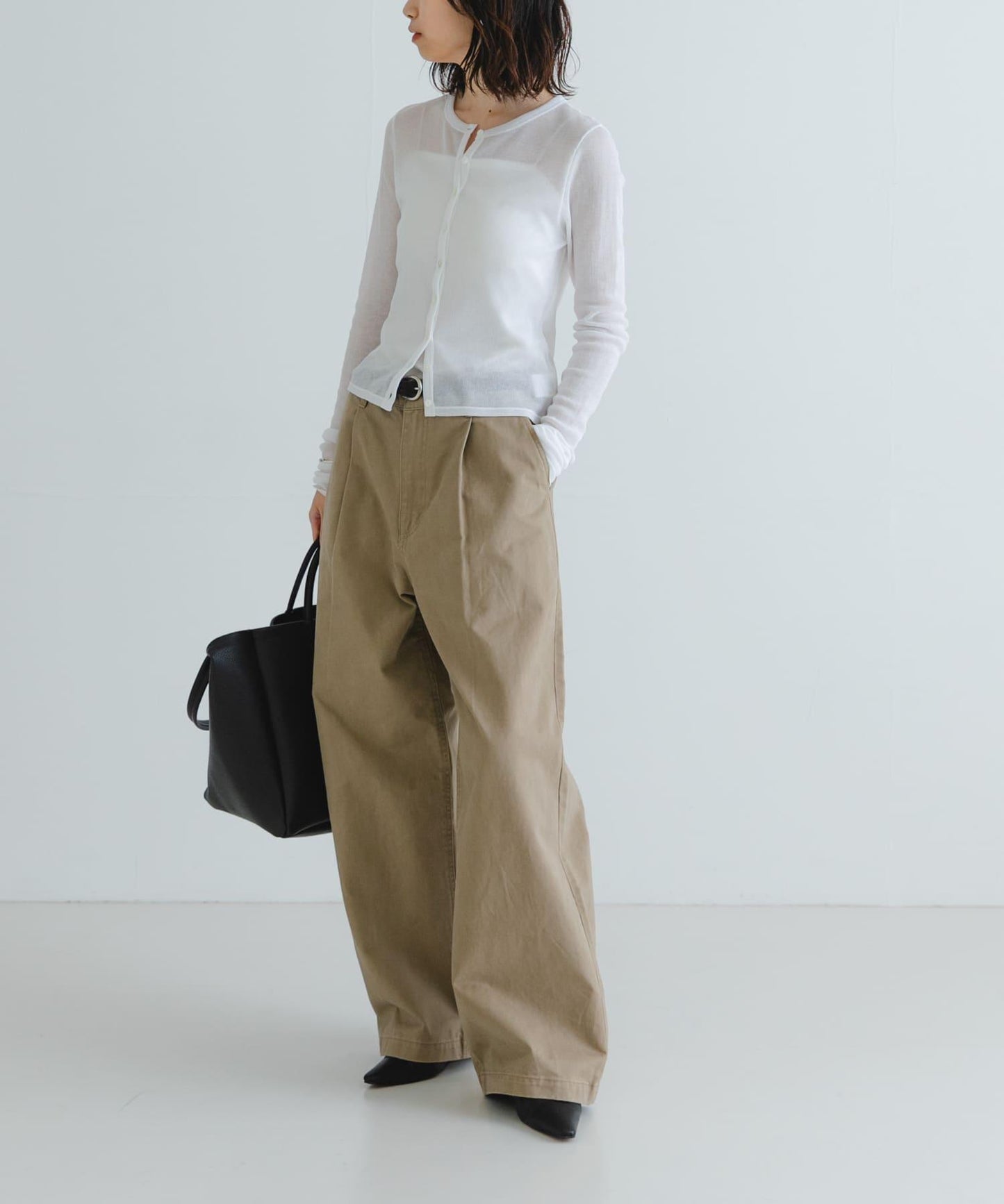 日本製造透視羅紋短款開衫