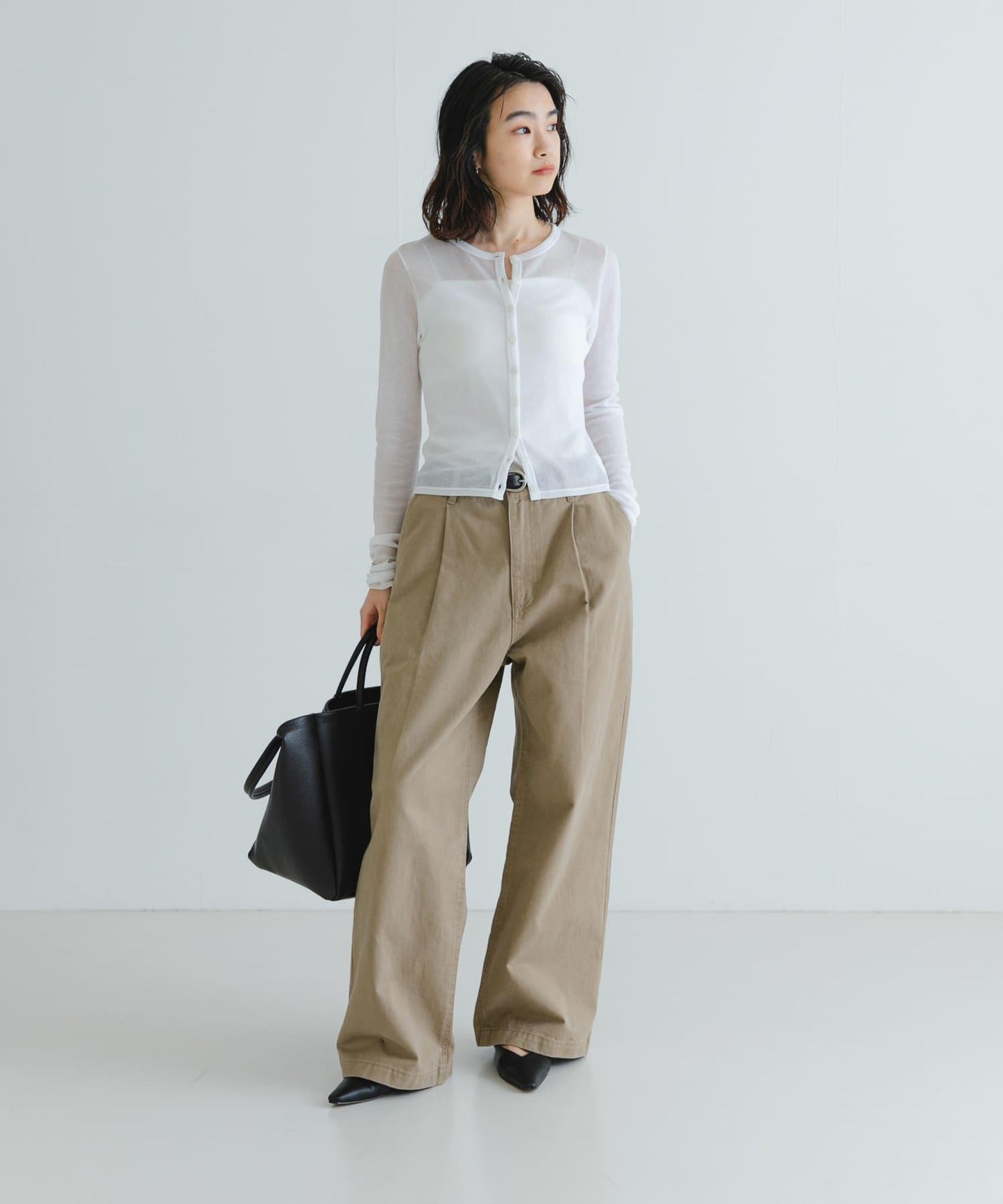 日本製造透視羅紋短款開衫