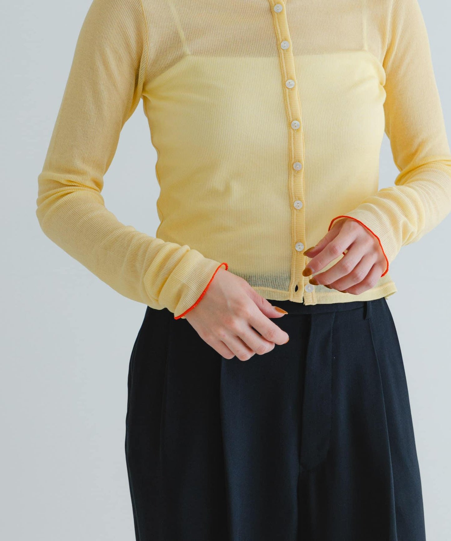 日本製造透視羅紋短款開衫