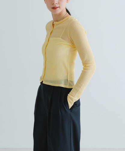 日本製造透視羅紋短款開衫