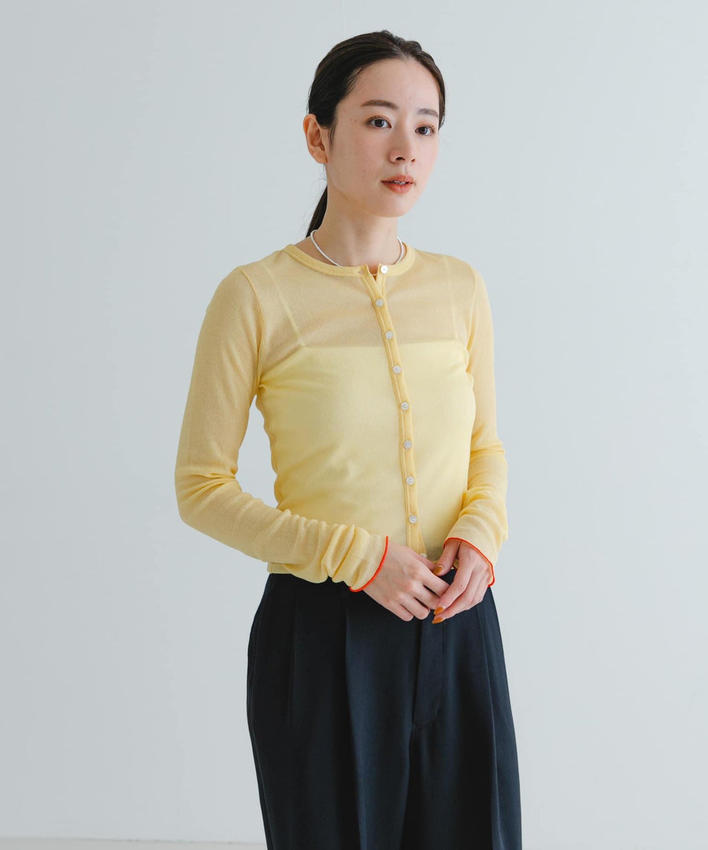 日本製造透視羅紋短款開衫