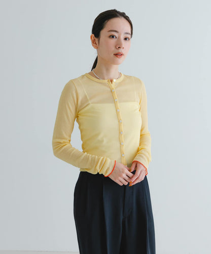 日本製造透視羅紋短款開衫