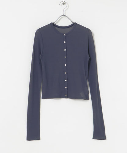 日本製造透視羅紋短款開衫