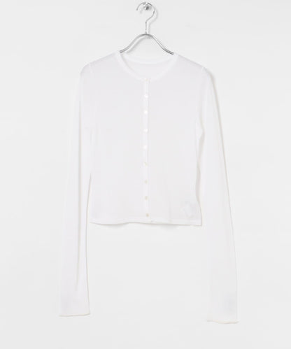 日本製造透視羅紋短款開衫