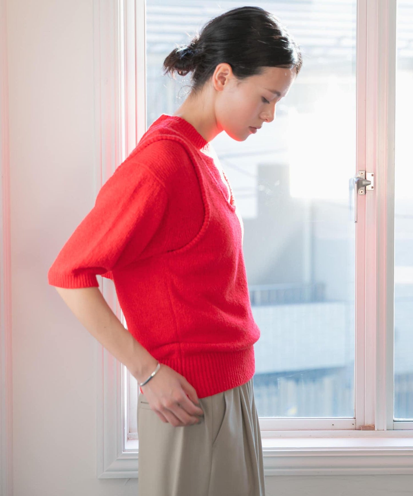 圈圈紗半袖針織衫