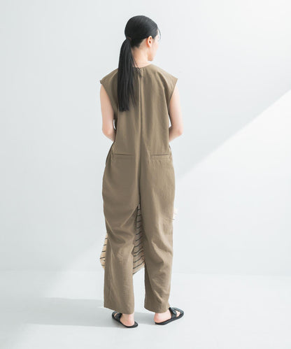 2尺碼可選亞麻風深V領連體褲