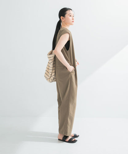 2尺碼可選亞麻風深V領連體褲