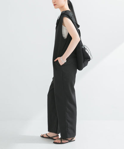 2尺碼可選亞麻風深V領連體褲