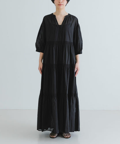 棉質薄紗層疊連衣裙