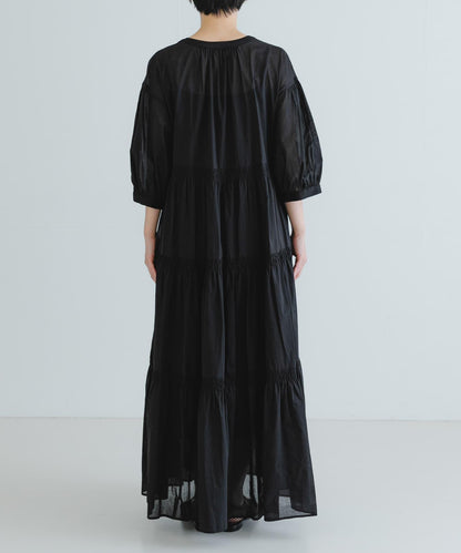 棉質薄紗層疊連衣裙