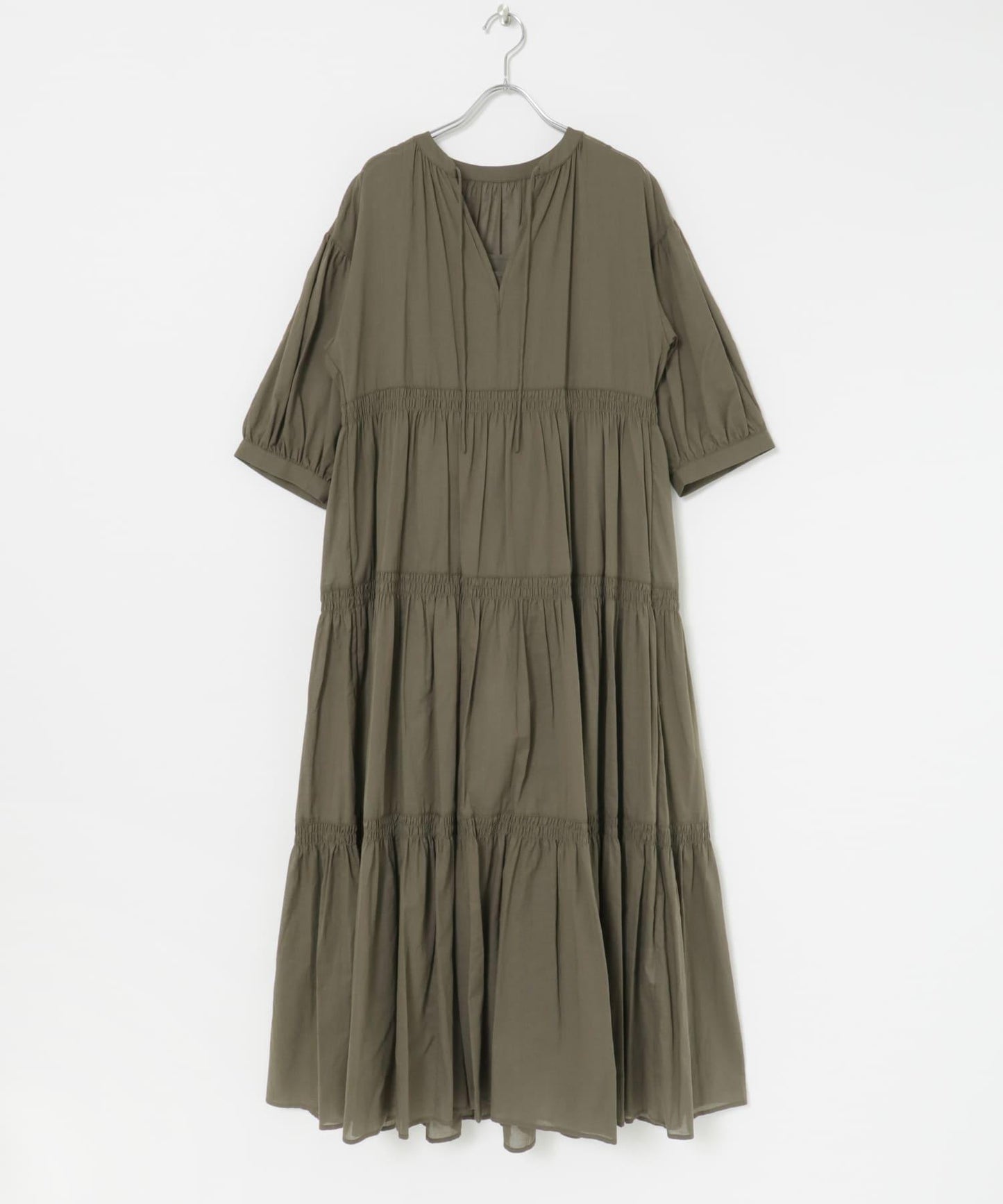 棉質薄紗層疊連衣裙