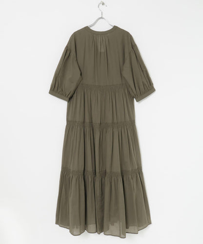 棉質薄紗層疊連衣裙