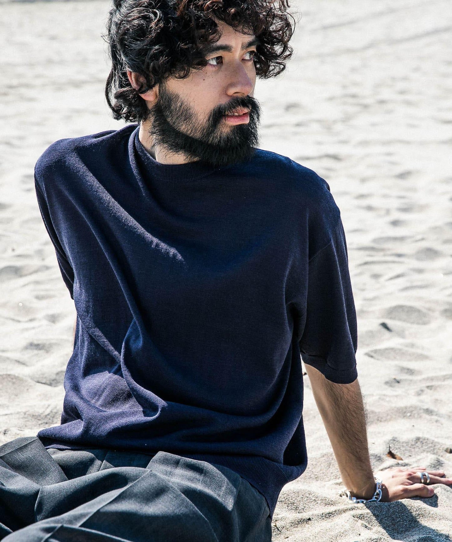 新款基礎款羊毛真絲針織T恤