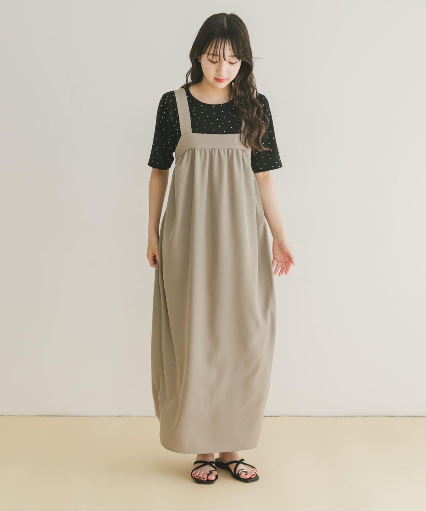 休閒褶皺連衣裙