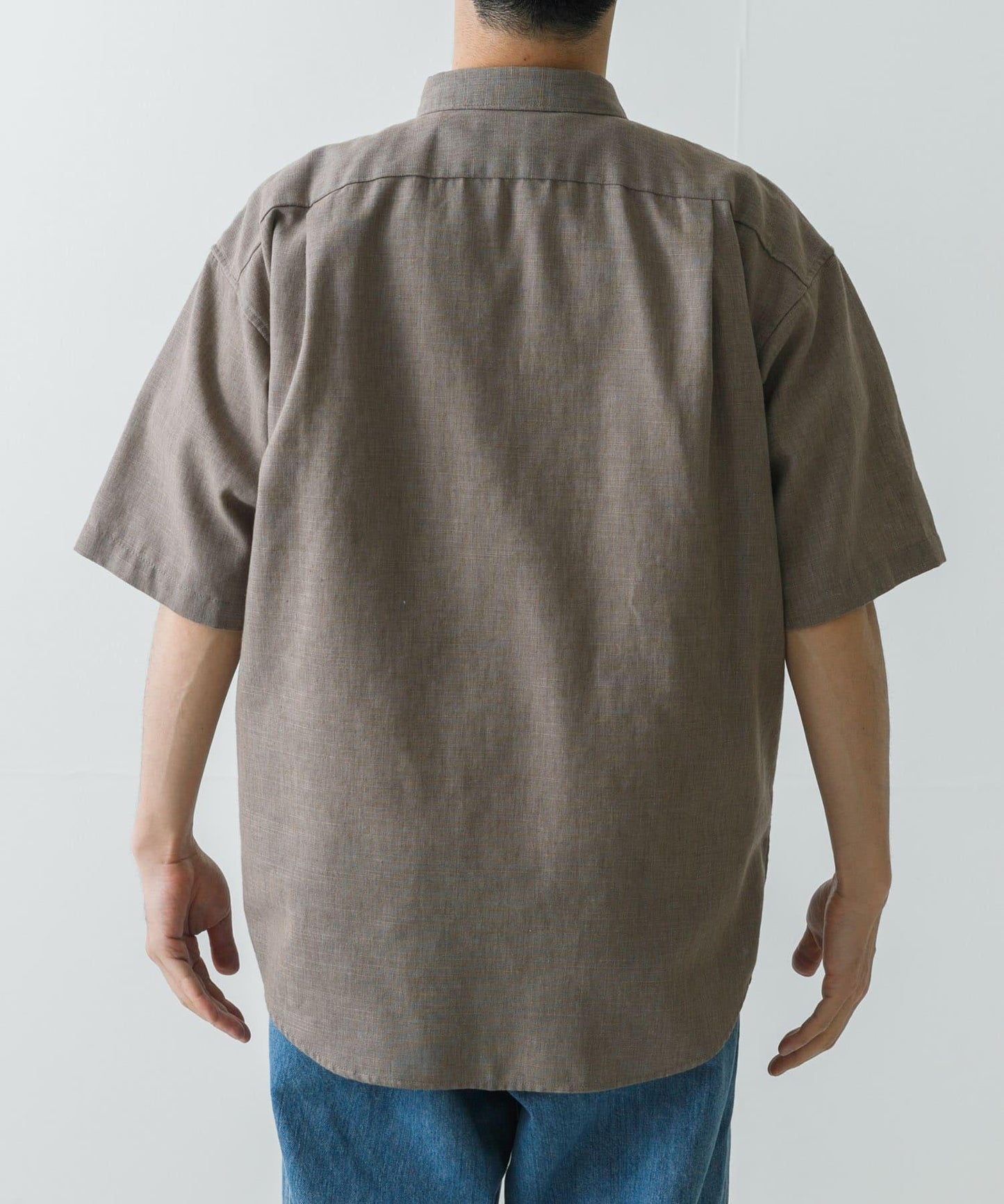 亞麻細點短袖襯衫