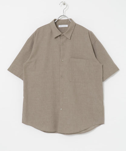 亞麻細點短袖襯衫