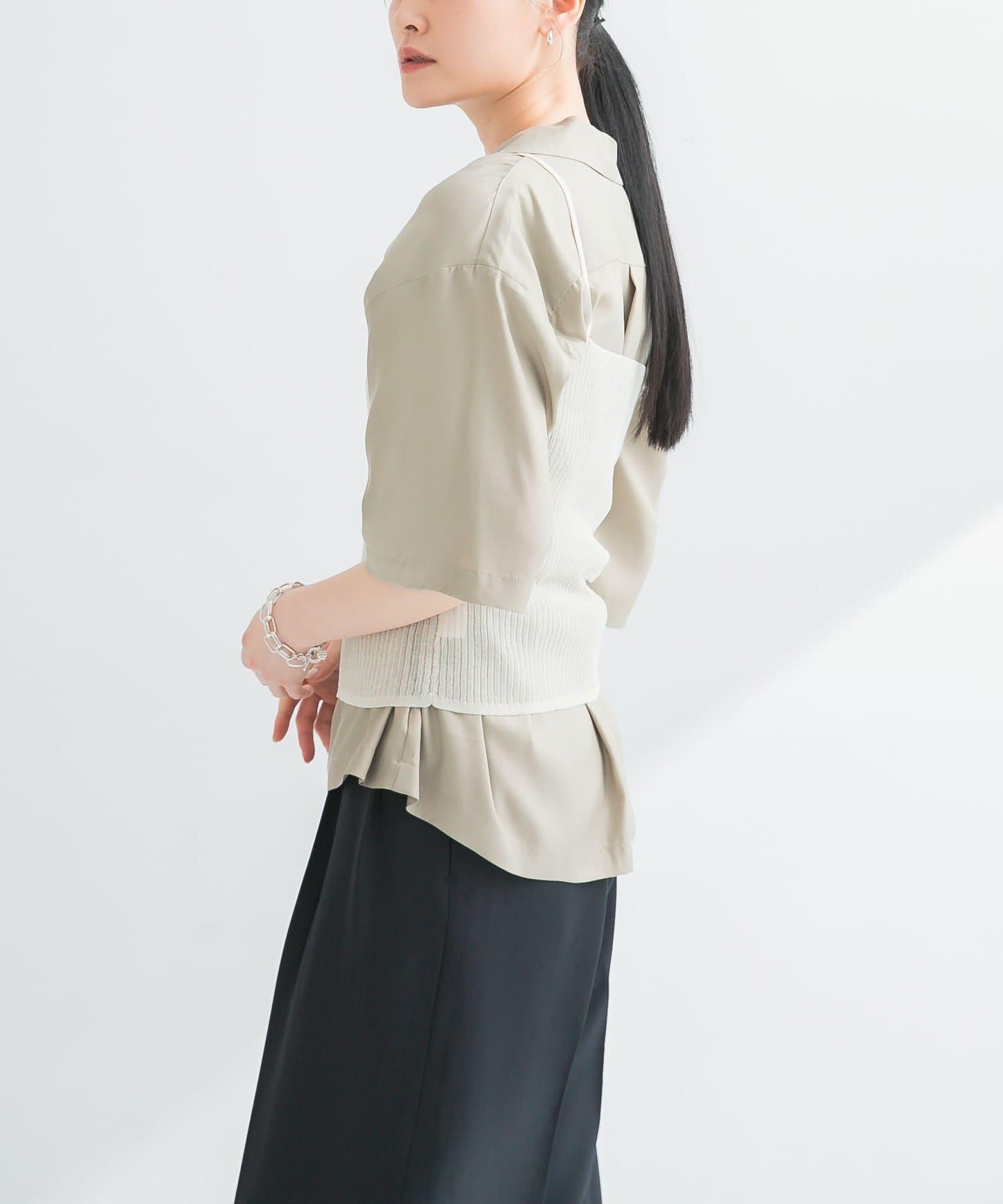 亞麻混紡羅紋透視吊帶背心