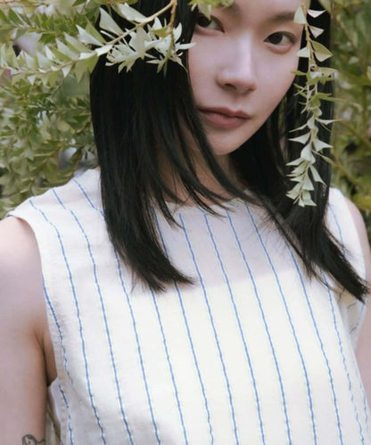 new basic 印度棉條紋連衣裙