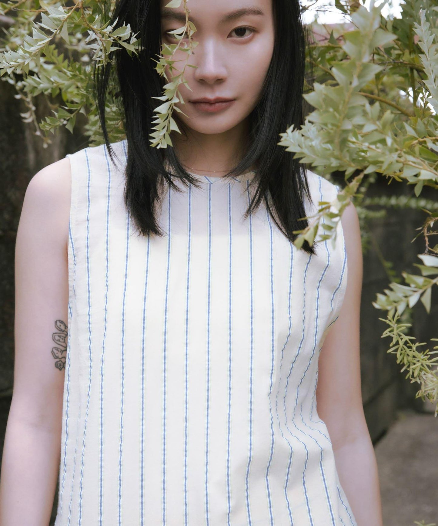 new basic 印度棉條紋連衣裙