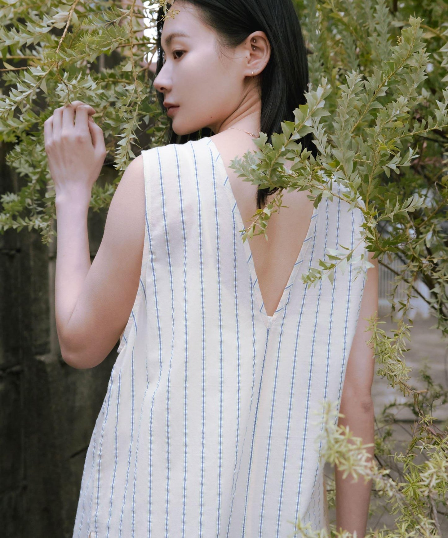 new basic 印度棉條紋連衣裙