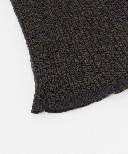 亞麻混紡羅紋透視吊帶背心